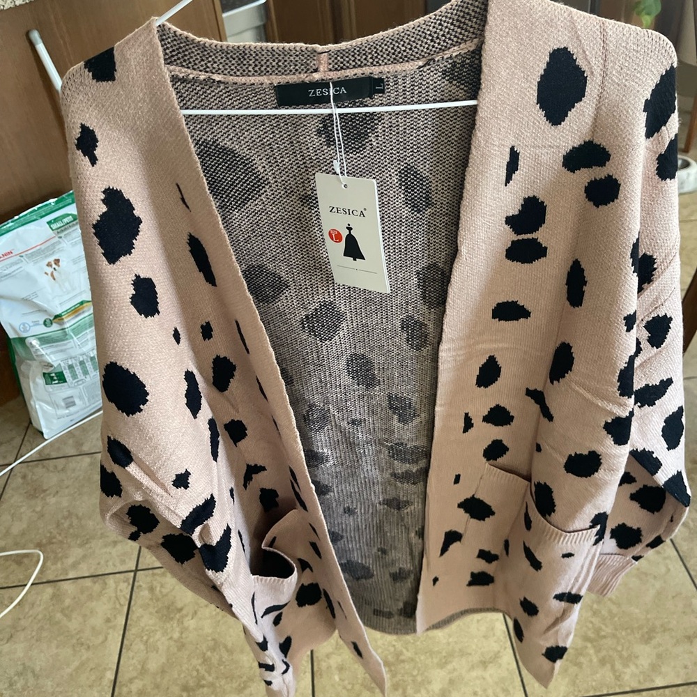 ZESICA Women's Pink and Black Cardigan